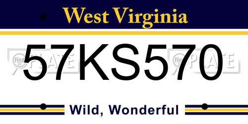 57KS570 West Virginia License Plate