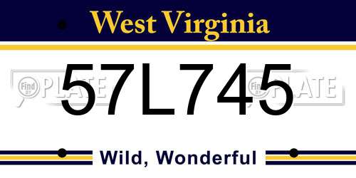57L745 West Virginia License Plate