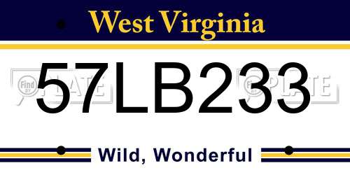 57LB233 West Virginia License Plate