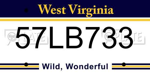 57LB733 West Virginia License Plate