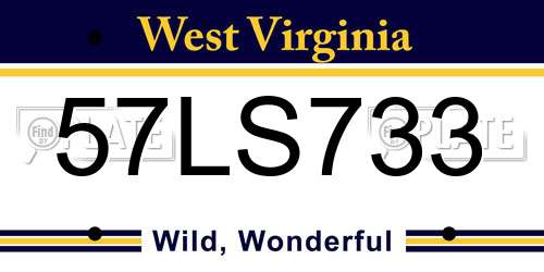 57LS733 West Virginia License Plate
