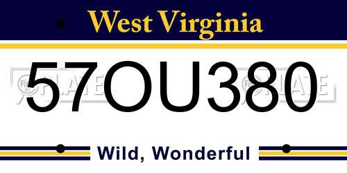 57OU380 West Virginia License Plate