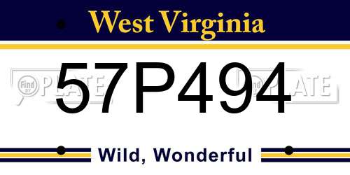 57P494 West Virginia License Plate