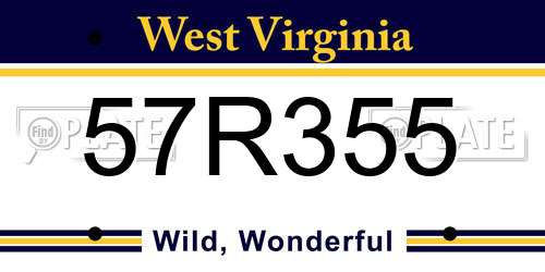 57R355 West Virginia License Plate