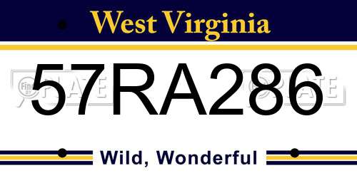 57RA286 West Virginia License Plate