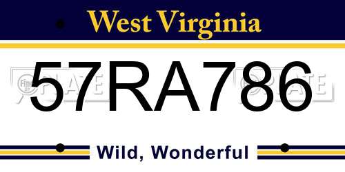 57RA786 West Virginia License Plate