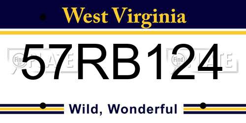57RB124 West Virginia License Plate
