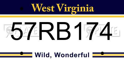 57RB174 West Virginia License Plate