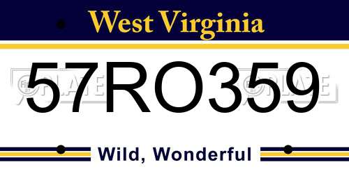 57RO359 West Virginia License Plate