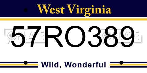 57RO389 West Virginia License Plate