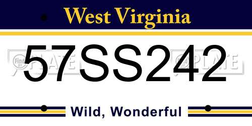 57SS242 West Virginia License Plate