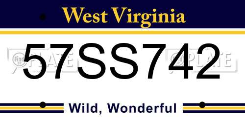 57SS742 West Virginia License Plate