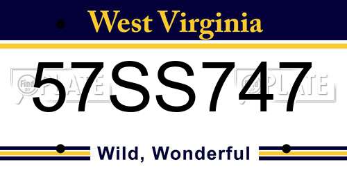 57SS747 West Virginia License Plate