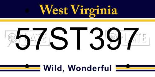 57ST397 West Virginia License Plate