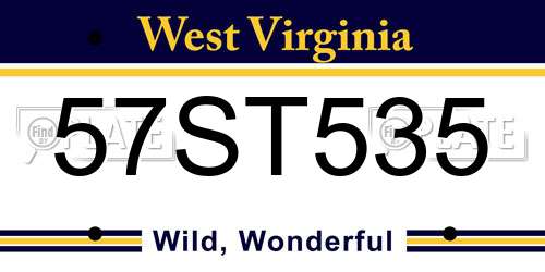 57ST535 West Virginia License Plate