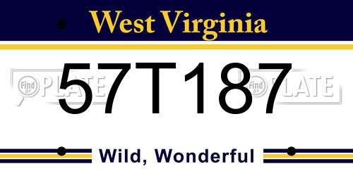 57T187 West Virginia License Plate