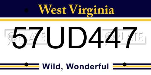 57UD447 West Virginia License Plate
