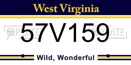 57V159 West Virginia License Plate