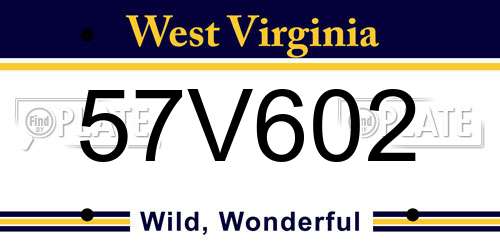 57V602 West Virginia License Plate