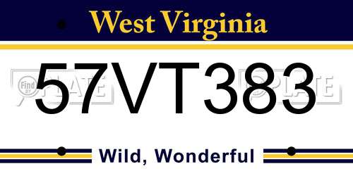 57VT383 West Virginia License Plate
