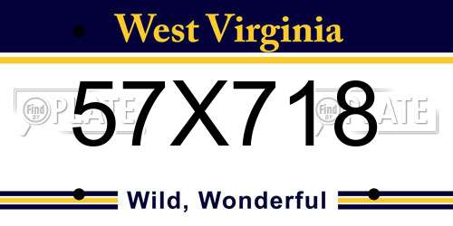 57X718 West Virginia License Plate