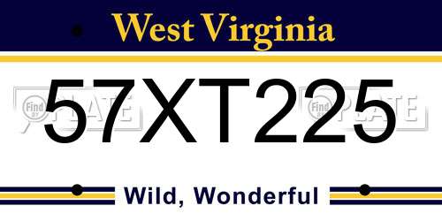 57XT225 West Virginia License Plate