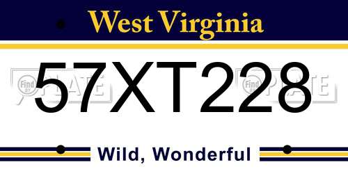 57XT228 West Virginia License Plate