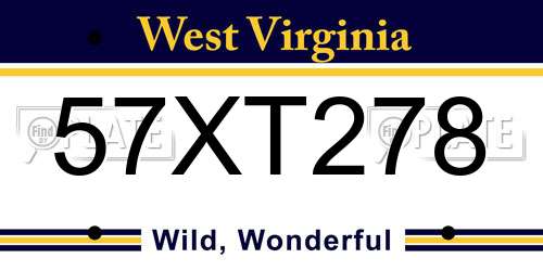 57XT278 West Virginia License Plate