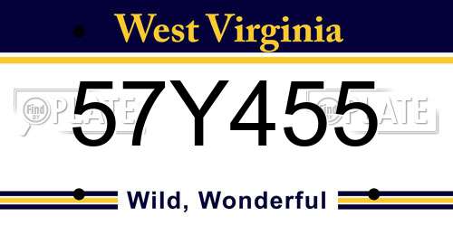 57Y455 West Virginia License Plate
