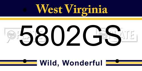 5802GS West Virginia License Plate