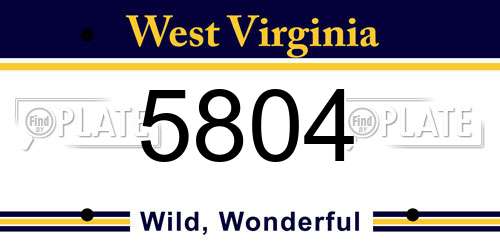 5804 West Virginia License Plate