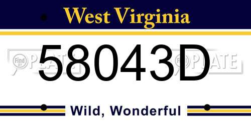 58043D West Virginia License Plate