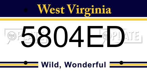 5804ED West Virginia License Plate