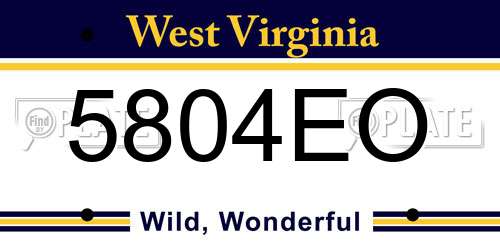 5804EO West Virginia License Plate