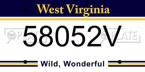58052V West Virginia License Plate