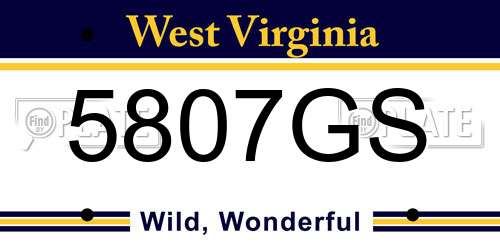 5807GS West Virginia License Plate