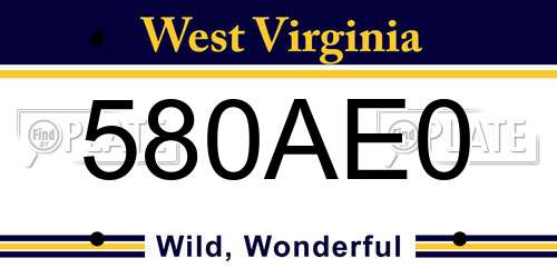 580AE0 West Virginia License Plate