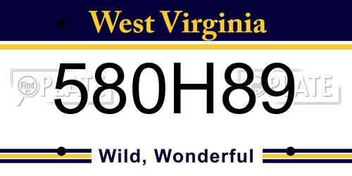 580H89 West Virginia License Plate