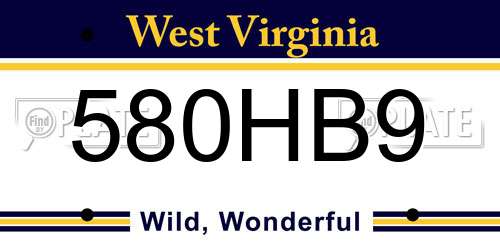 580HB9 West Virginia License Plate