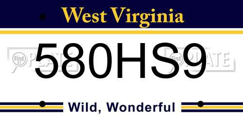 580HS9 West Virginia License Plate