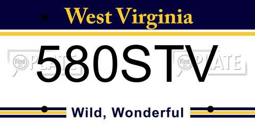 580STV West Virginia License Plate