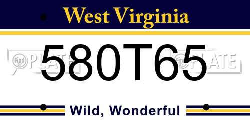 580T65 West Virginia License Plate