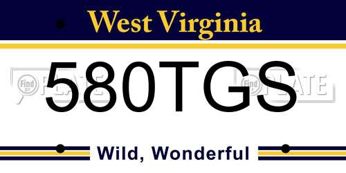 580TGS West Virginia License Plate
