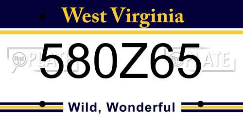 580Z65 West Virginia License Plate