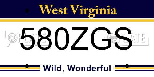 580ZGS West Virginia License Plate