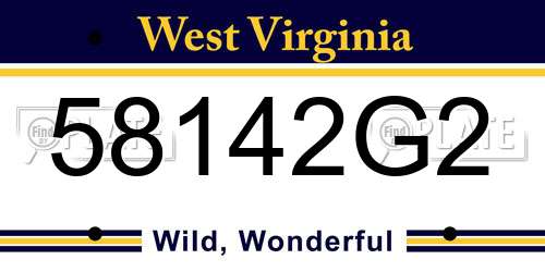 58142G2 West Virginia License Plate