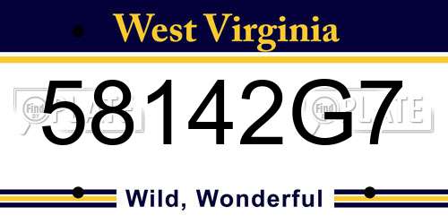58142G7 West Virginia License Plate