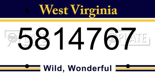 5814767 West Virginia License Plate