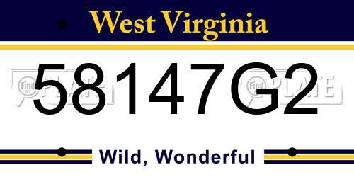 58147G2 West Virginia License Plate