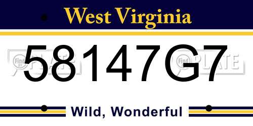 58147G7 West Virginia License Plate